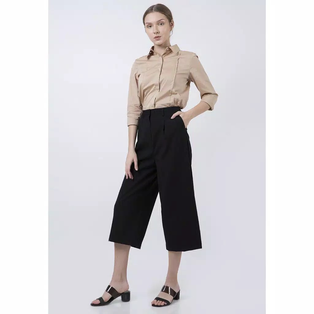 The Executive Wide Leg Pants 5-LPWKEY120D024 Black 4