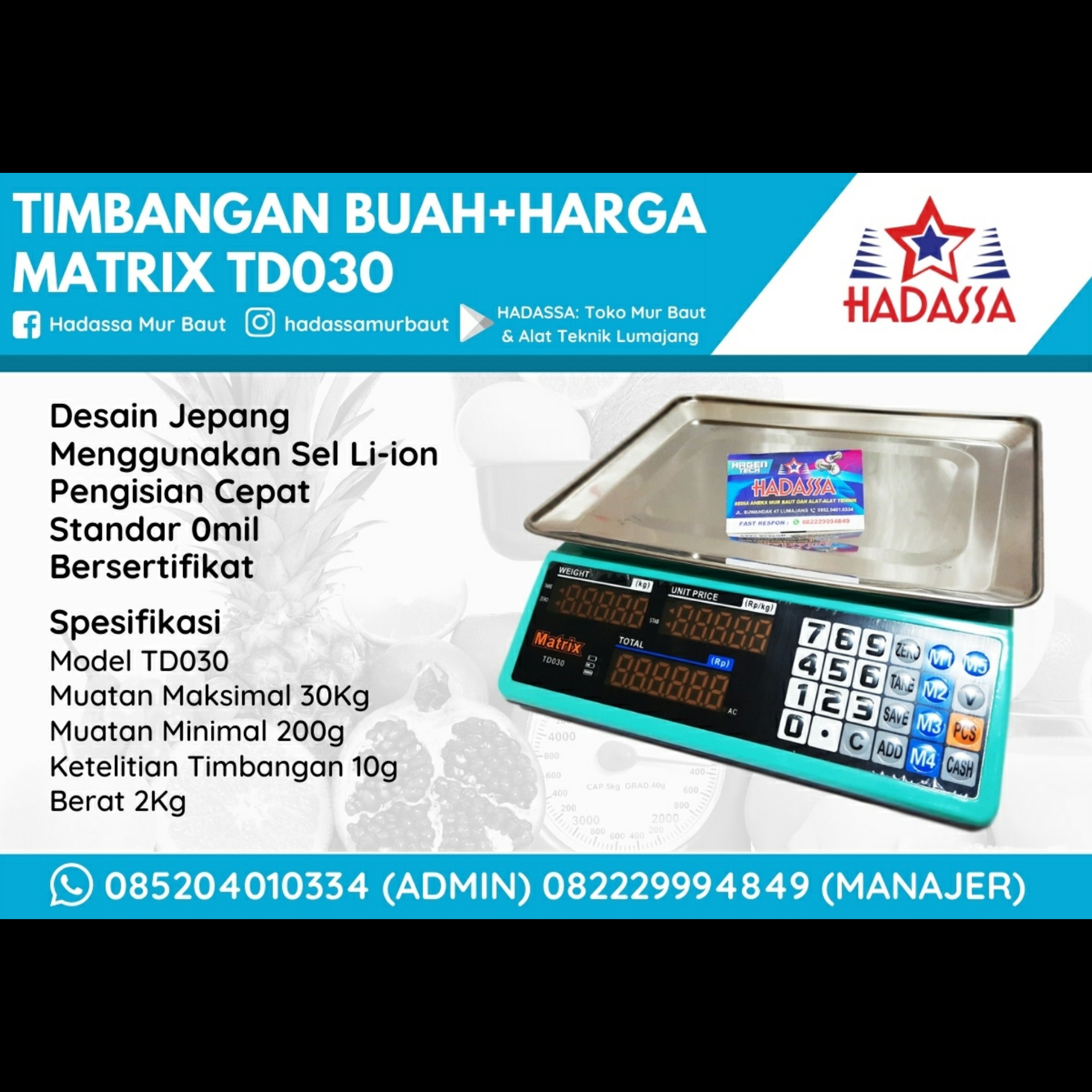 Timbangan Buah dan Harga Matrix TD030