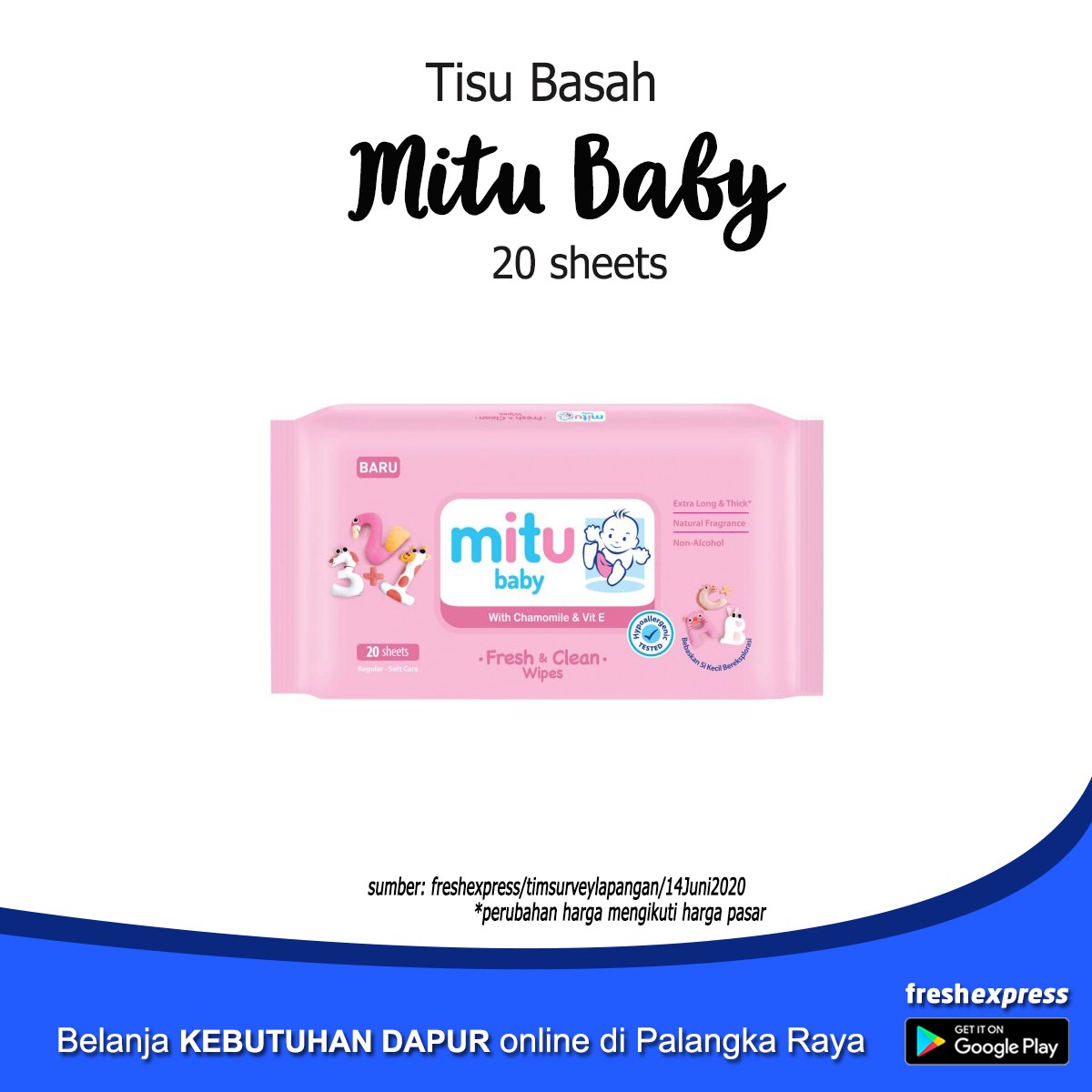 Tisu Basah - Mitu Baby 20 Sheet