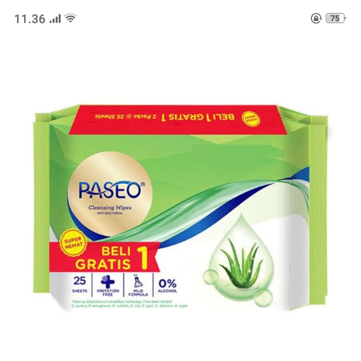 Tisu Paseo Wipes Anti Bacterial 25 Sheets