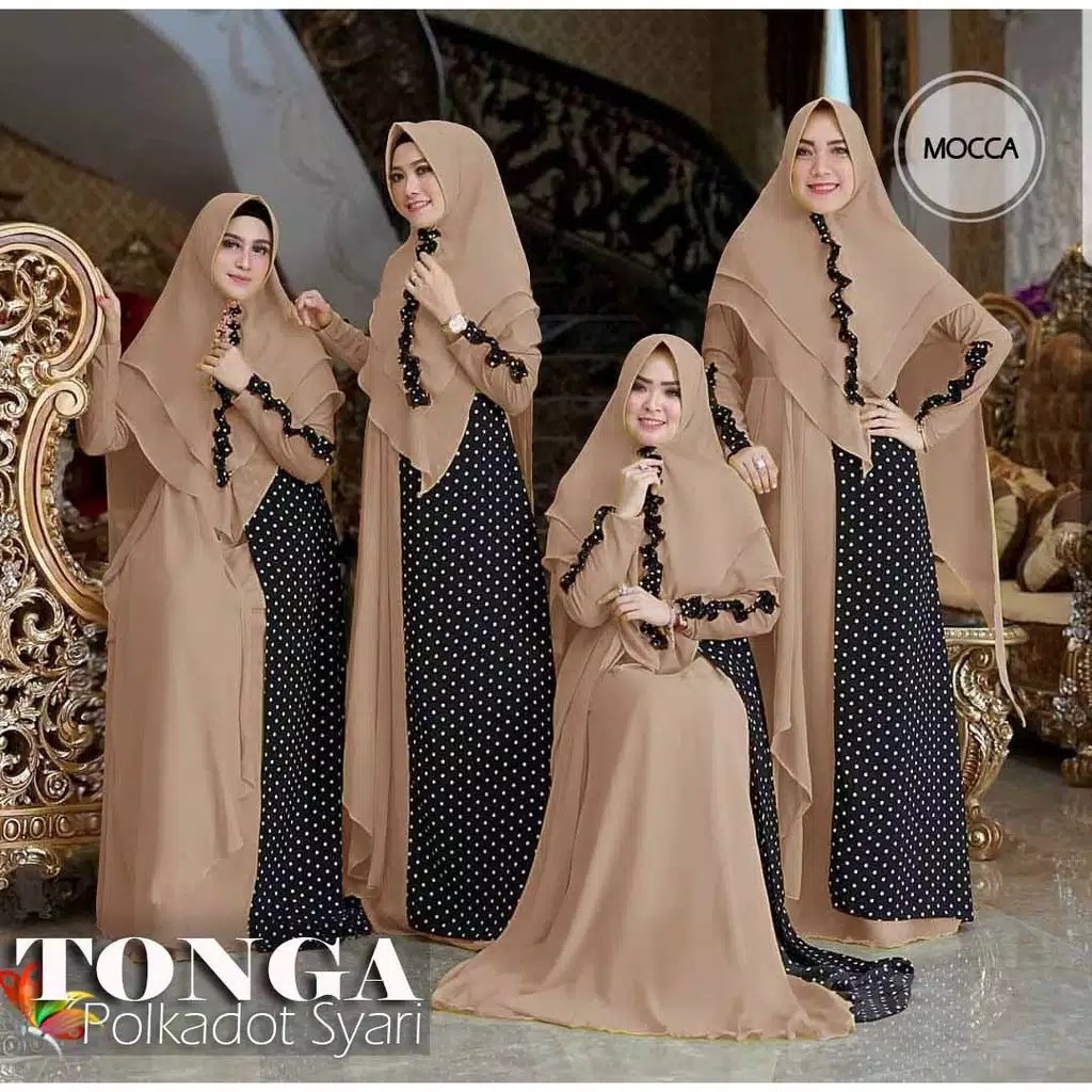 Tonga Syari Polkadot Gamis Syarii Set Khimar Best Seller 3