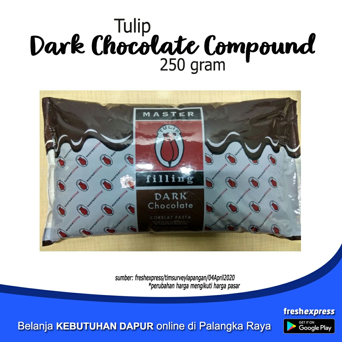 Cokelat Batang Tulip - Dark Chocolate Compound 250 Gram