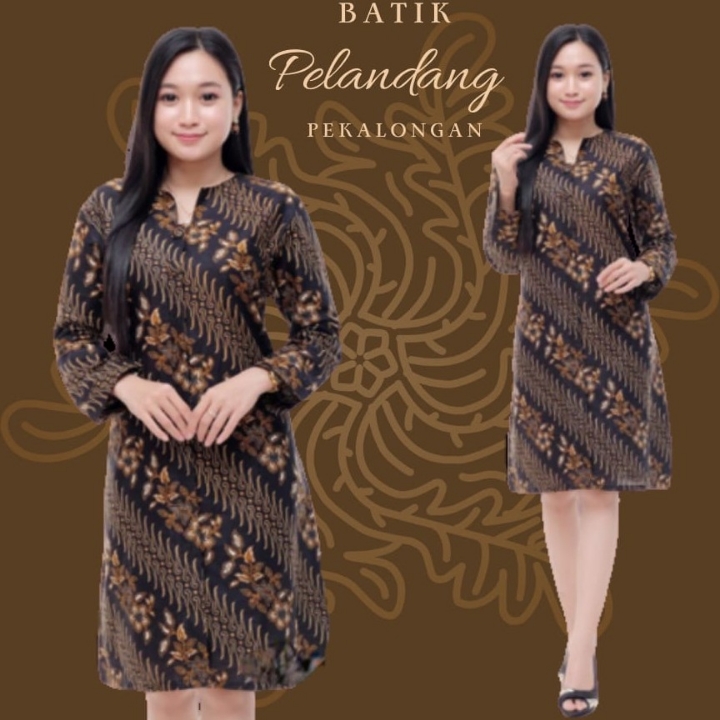 Tunik Batik Pelandang Wanita Lengan Panjang