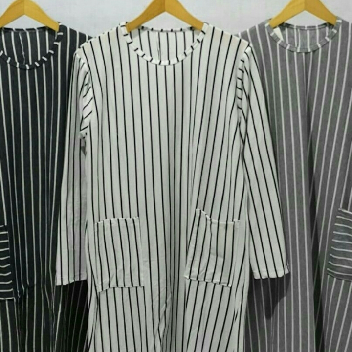 Tunik Tangan Panjang Ukuran Jumbo Bahan Spandek Salur 2