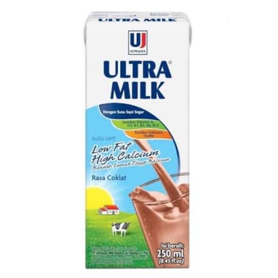 ULTRA LOW-FAT MILK COKLAT TETRAPACK 250 ML