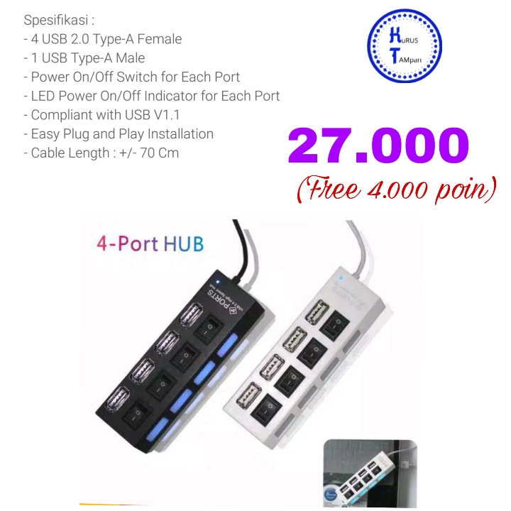 USB HUB 4 PORT SAKLAR