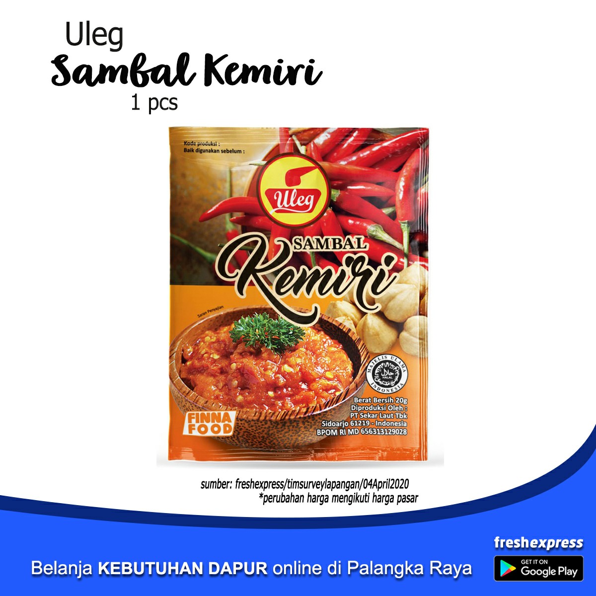 Uleg Sambal Kemiri 20 Gram 1 Pcs