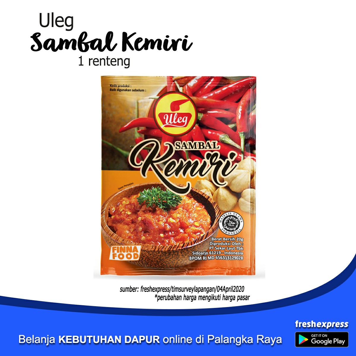 Uleg Sambal Kemiri 20 Gram 1 Renteng