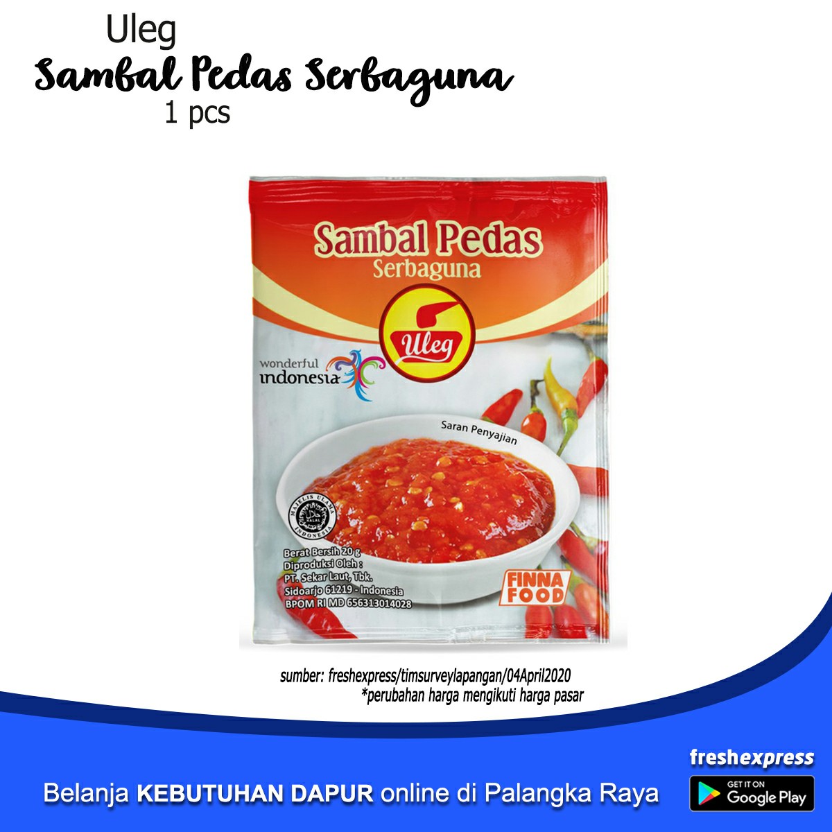 Uleg Sambal Pedas Serbaguna 20 Gram 1 Pcs