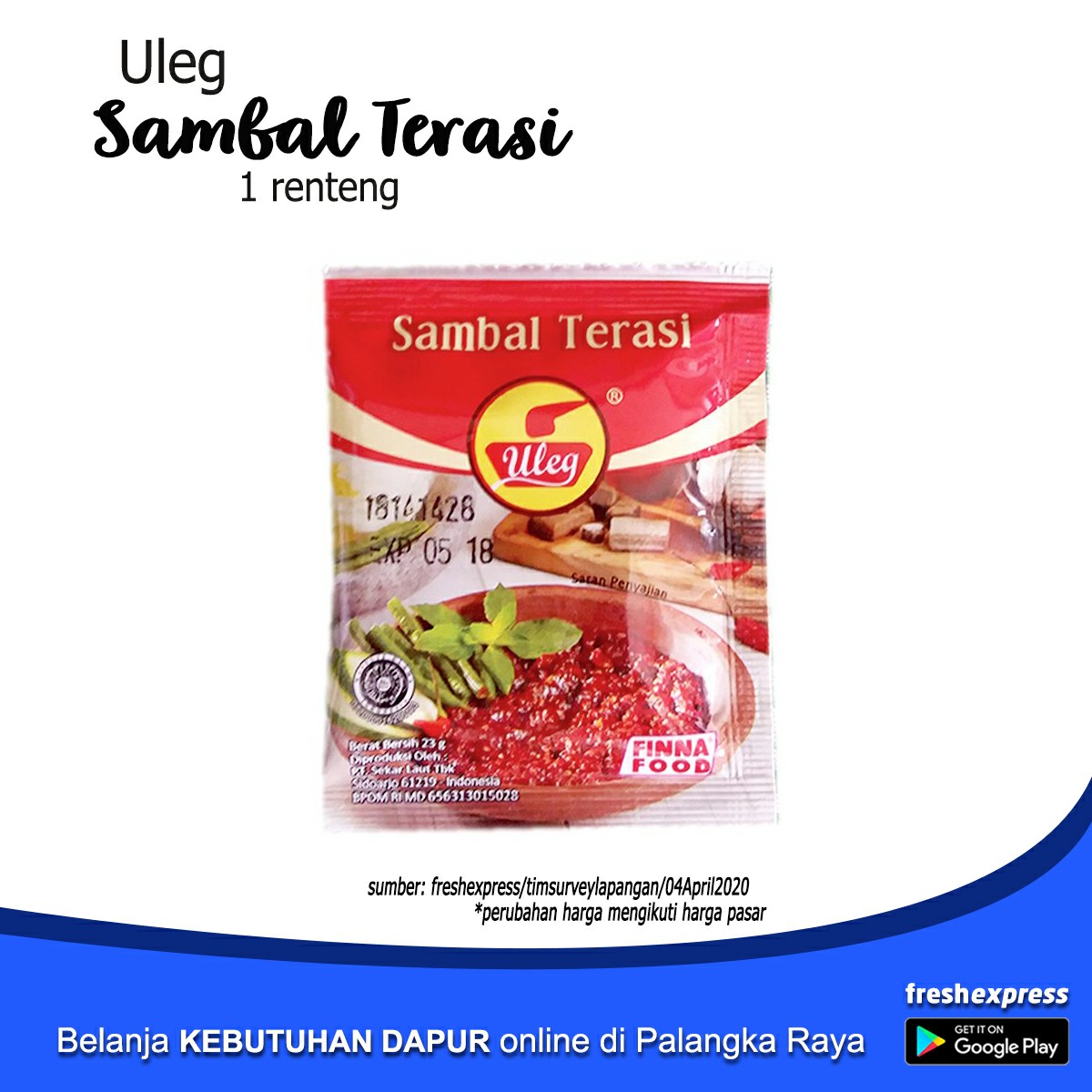 Uleg Sambal Terasi 20 Gram 1 Renteng