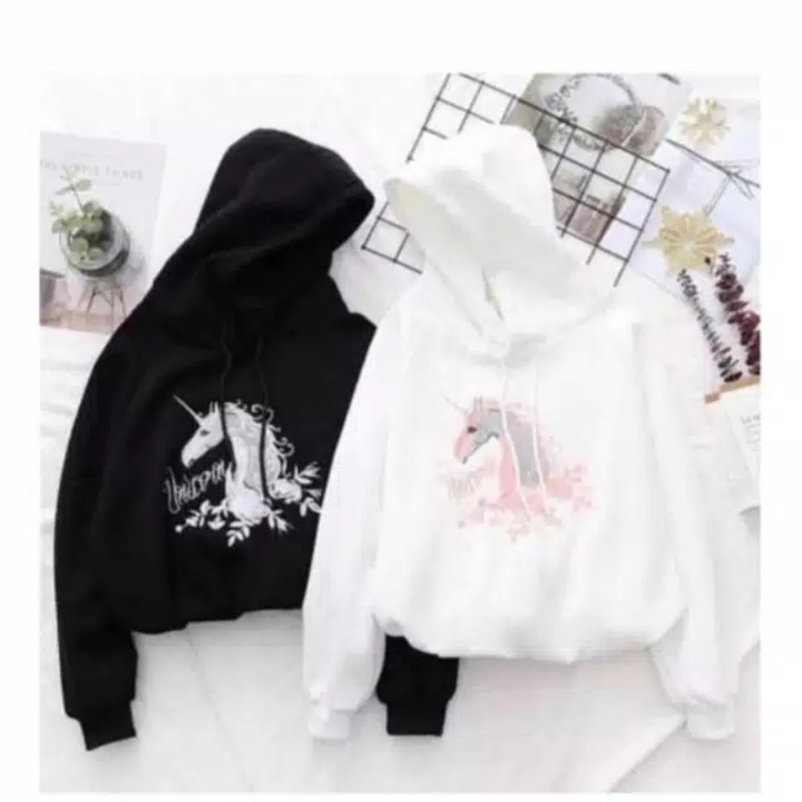 Unicorn hoodie sweater wanita