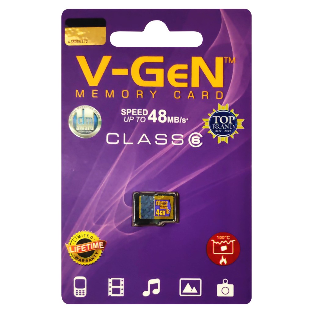 V-GEN Memory Card 4GB Class 6  Micro SD 4 GB VGEN Original