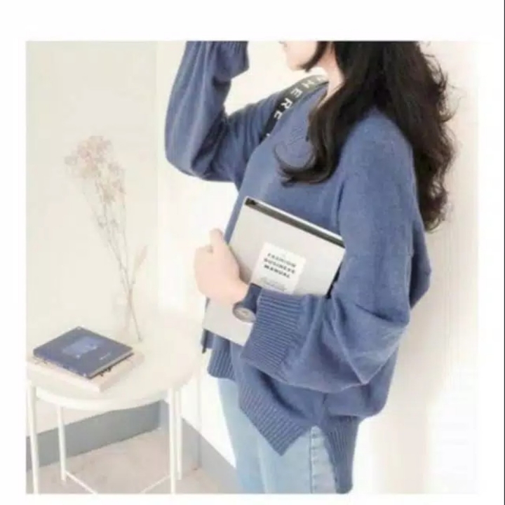 V basic oversize knite sweater