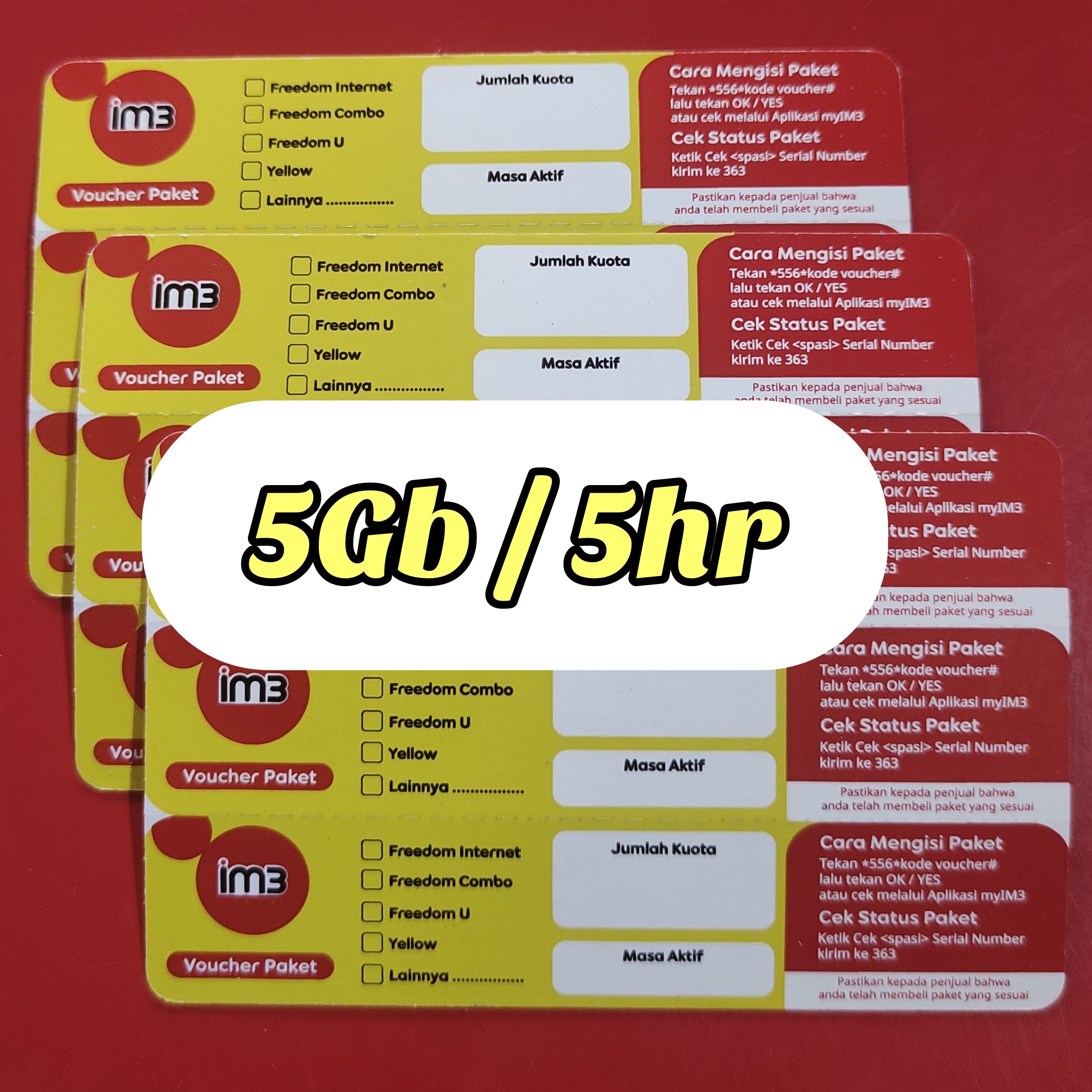 VOUCHER 5Gb 5hr isi 3