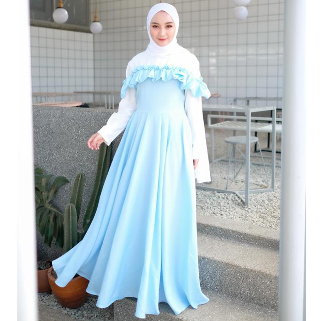 Varsha Dress Gamis Remaja Ruffle Maxi Moscrepe Premium 2