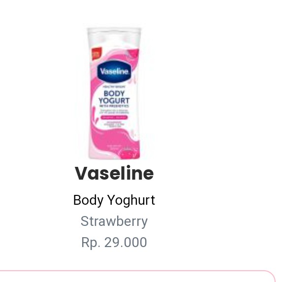 Vaseline Body Yogurt  Strawbery 200ml