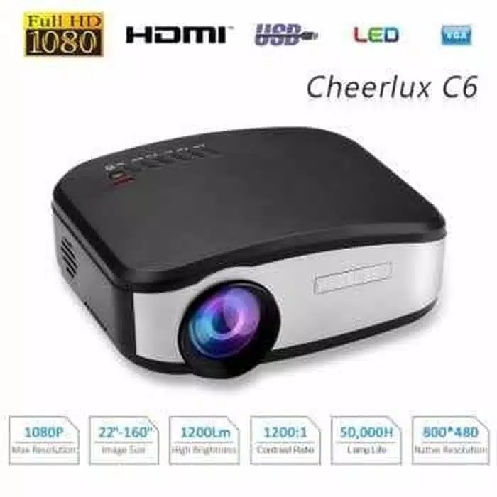 CHEERLUX C6 Mini Proyektor Projector Portable LED LCD  TV 2