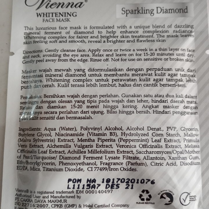 Vienna Whitening Face Mask 2