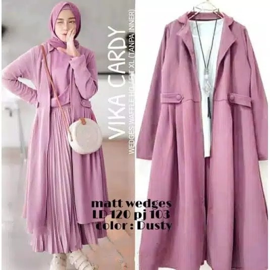 Vika Cardy Jelita  Cardigan Muslim Bahan Wedges