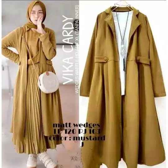 Vika Cardy Jelita  Cardigan Muslim Bahan Wedges 3