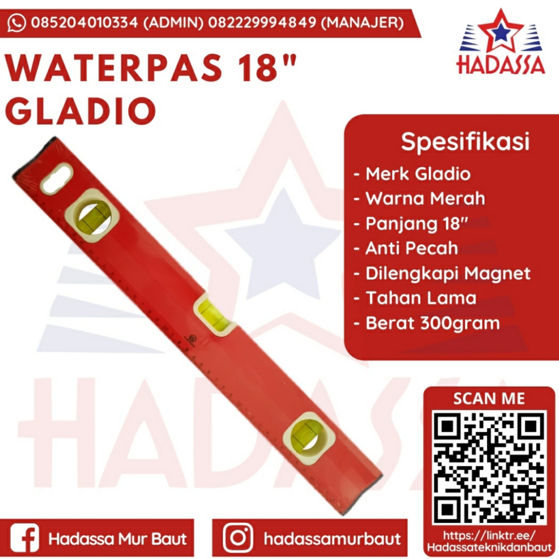 Waterpas 18 Inci Gladio