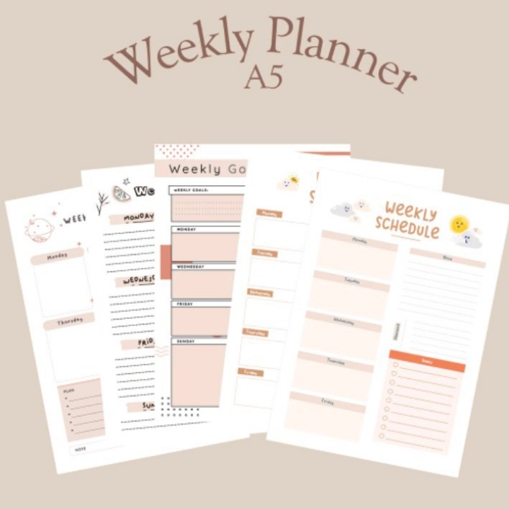 Weekly Planner A5 BOOK PAPER Perencanaan Harian Study Journal Study Pl