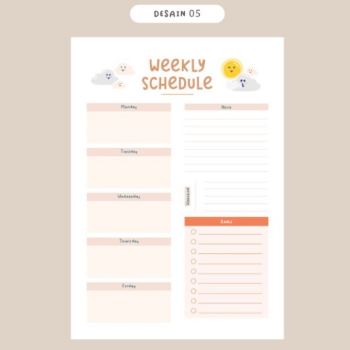 Weekly Planner A5 BOOK PAPER Perencanaan Harian Study Journal Study Pl 5