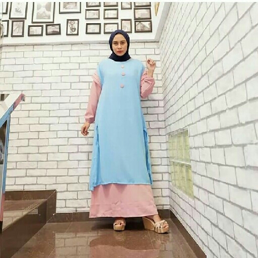 ZAHINA DRES 2in1 BLUE