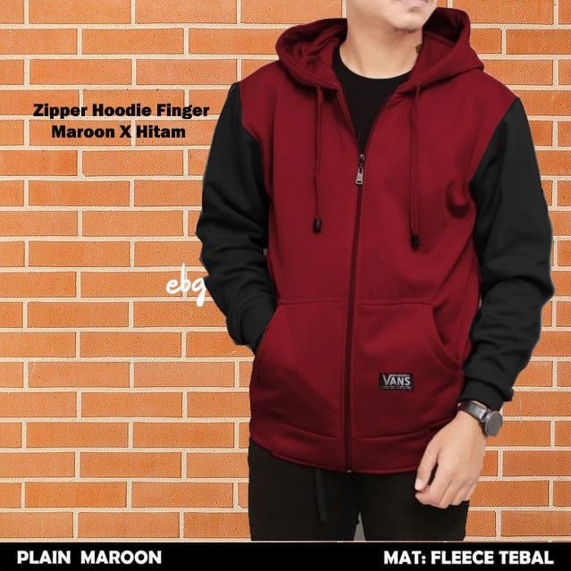 Zipper Polos Maroon X Hitam