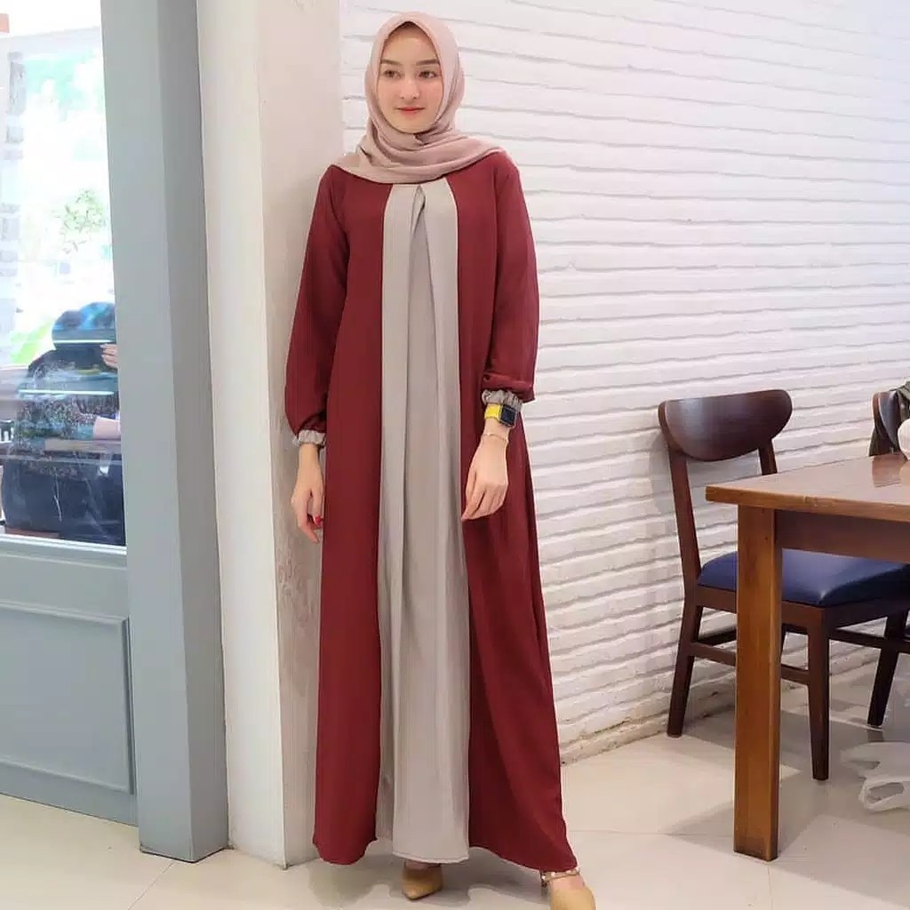 Zoe Maxi  Dress Muslim Wanita  Moscrepe Termurah