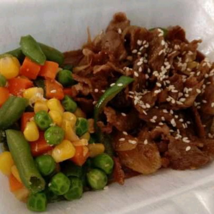 beef teriyaki daging sapi slice plus sayuran mix