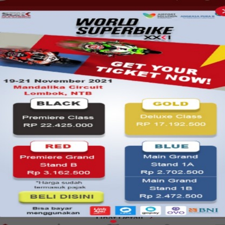 booking tiket world super bike 2022