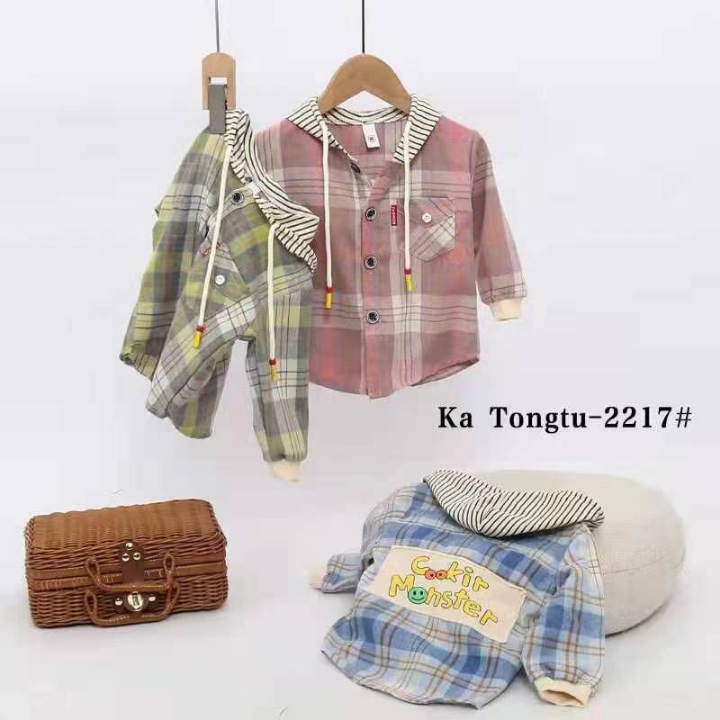 kemeja flanel hoodi import