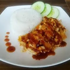 nasi ayam geprek saus BBQ 