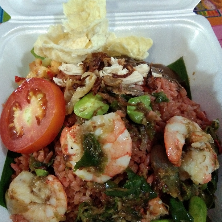 nasi goreng merah udang pete cabe ijo