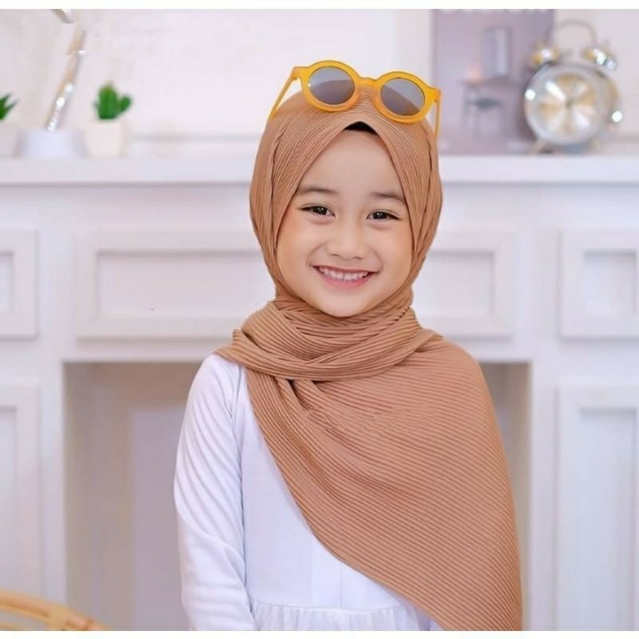 pashmina plisket anak usia 3-9 tahun panjang 150 cm