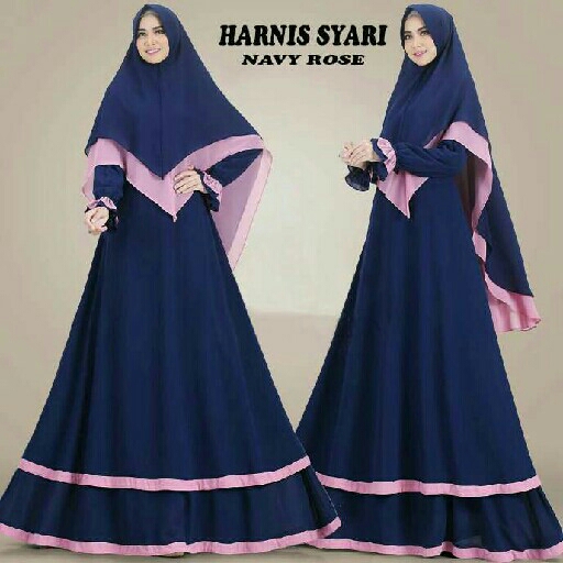 ready harnis syari navy rose