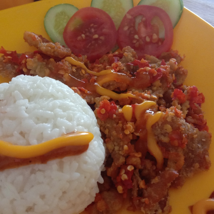 skin Ayam Geprek and Rice